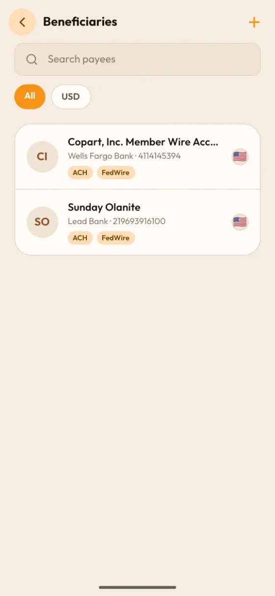 Cyphalet app — enter Copart payment details